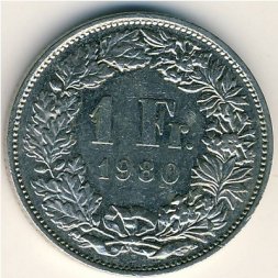 Швейцария 1 франк 1980 год