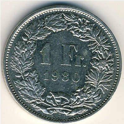 Швейцария 1 франк 1980 год