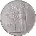 Италия 100 лир 1962 год - Минерва