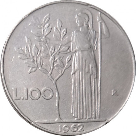 Италия 100 лир 1962 год - Минерва
