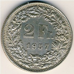 Швейцария 2 франка 1957 год