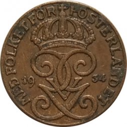 Швеция 1 эре 1934 год - Король Густав V
