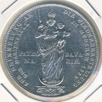 Монета Бавария 1 талер 1855 год