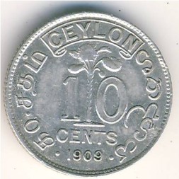 Цейлон 10 центов 1909 год