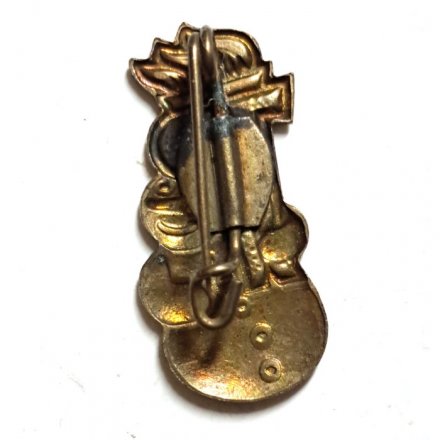 Значок Пионера ГДР. Спорт. Юный пионер Тельмановец. Снеговик (золотистый)