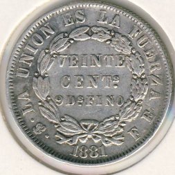 Боливия 20 сентаво 1881 год