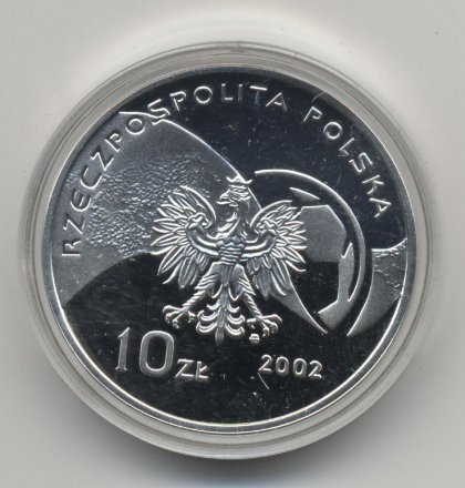 Польша 10 злотых 2002 год - ЧМ по футболу (ведение мяча)