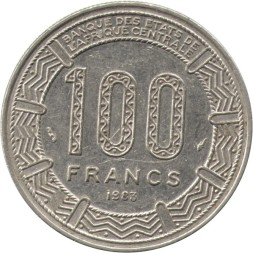 Монета Конго 100 франков 1983 год