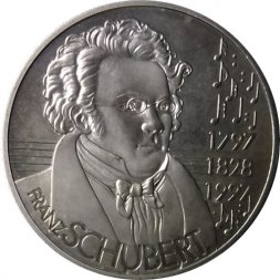 Австрия 5 экю 1997 год -  200 лет со дня рождения Франца Шуберта