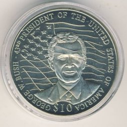 Либерия 10 долларов 2001 год