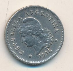 Аргентина 10 сентаво 1938 год