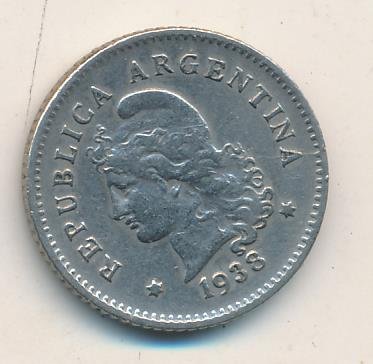 Аргентина 10 сентаво 1938 год