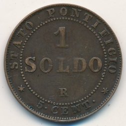 Папская область 1 сольдо 1866 год