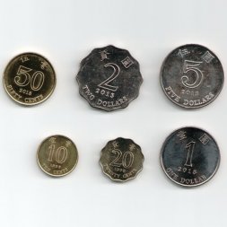 Набор из 6 монет Гонконг 1998-2015 год