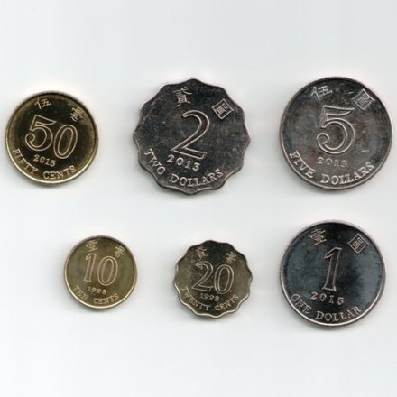 Набор из 6 монет Гонконг 1998-2015 год