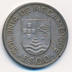 Монета Мозамбик 5 эскудо 1935 год