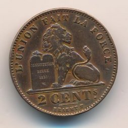Бельгия 2 сантима 1912 год ALBERT ROI DES BELGES