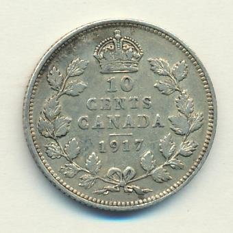 Канада 10 центов 1917 год
