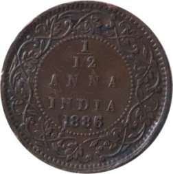Британская Индия 1/12 анны 1886 год