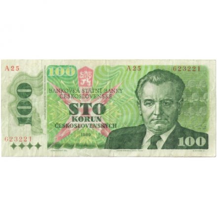 Чехословакия 100 крон 1989 год - Клемент Готвальд. Вид Праги - VF