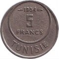 Тунис 5 франков 1954 год