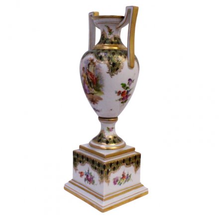 Фарфоровая ваза с цветочным орнаментом и позолотой, Германия