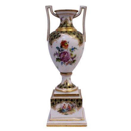 Фарфоровая ваза с цветочным орнаментом и позолотой, Германия