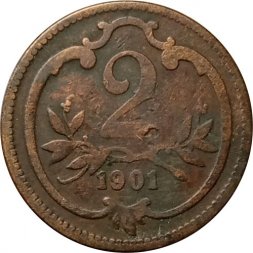 Австрия 2 геллера 1901 год