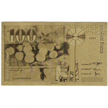 Сувенирная банкнота Франция 100 франков 1997 год (золотые) - UNC