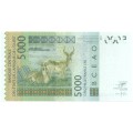 Сенегал 5000 франков 2003 год (K) - Антилопа Коб (болотный козёл) UNC