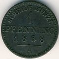 Пруссия 1 пфеннинг 1868 год