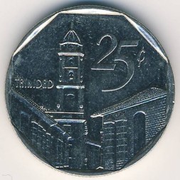 Монета Куба 25 сентаво 1994 год - Церковь Святого Франциска Ассизского в Тринидаде