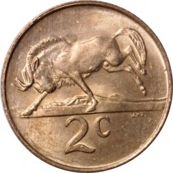 ЮАР 2 цента 1985 год - Антилопа гну