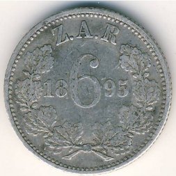 ЮАР 6 пенсов 1895 год