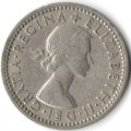 Великобритания 6 пенсов 1958 год - Флора: лук-порей, роза, чертополох и трилистник