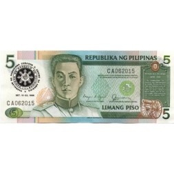 Филиппины 5 песо 1986 год - Юбилейная UNC-