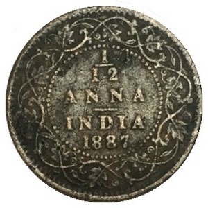 Британская Индия 1/12 анны 1887 год