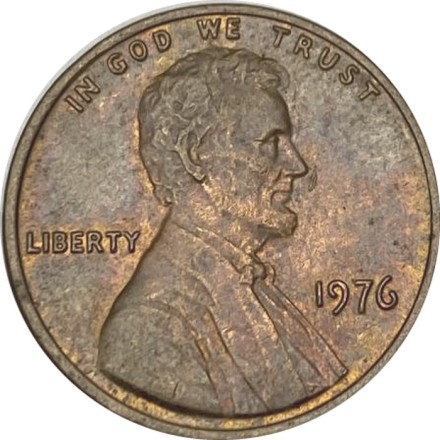США 1 цент 1976 год - Авраам Линкольн (без отметки МД)
