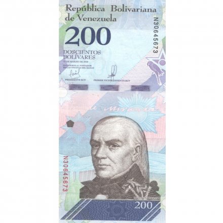 Венесуэла 200 боливаров 2018 год - Франсиско Миранда UNC  