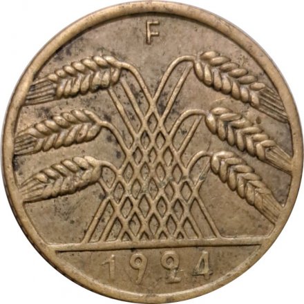 Веймарская республика 10 рейхспфеннигов 1924 год (F)