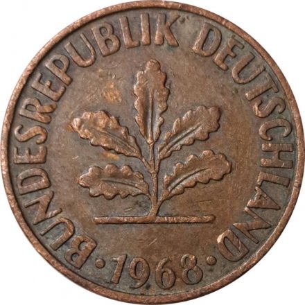 ФРГ 2 пфеннига 1968 год (G) (магнитная)