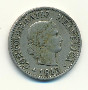 Швейцария 10 раппенов 1913 год