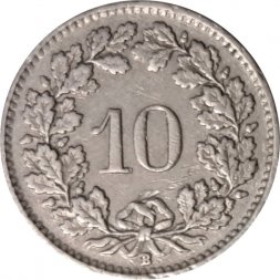 Швейцария 10 раппенов 1950 год