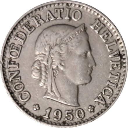 Швейцария 10 раппенов 1950 год