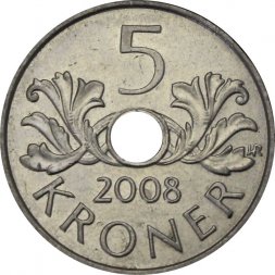 Норвегия 5 крон 2008 год