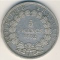 Франция 5 франков 1852 год