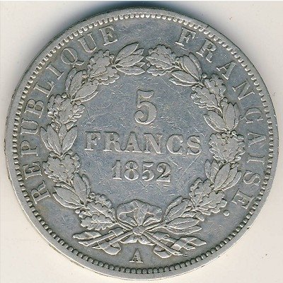Франция 5 франков 1852 год