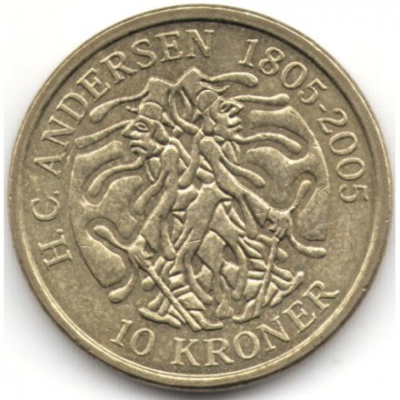 Дания 10 крон 2006 год - Сказки Ганса Христиана Андерсена. Тень (Skyggen, 1847)