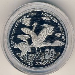 Австралия 20 центов 2001 год - 100-летие Федерации. Штат Северные Территории