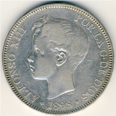 Испания 5 песет 1898 год